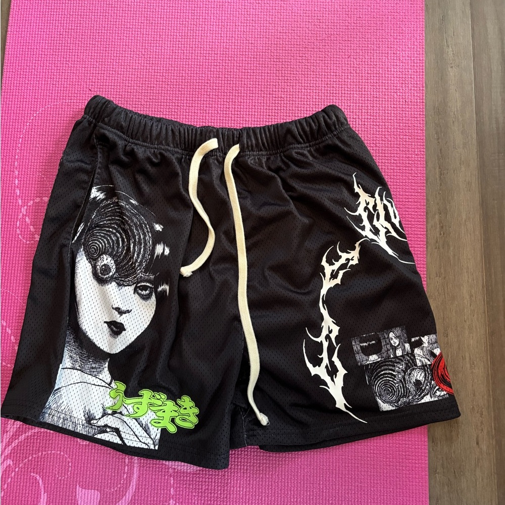Graphic Black Athletic Shorts